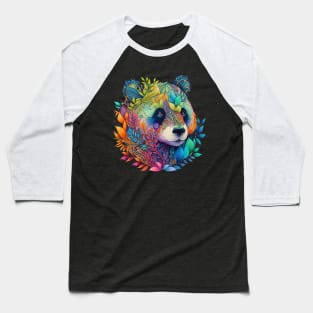 Sunset and Colorful funnyPanda, floral tattoo, panda bear rainbow color, colored Baseball T-Shirt